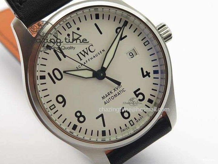 MIROTIME 0517 Mark XVIII IW327002 SS Mk Maker Best Edition White Dial On Black Leather Strap A SunProtective 7298